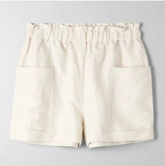 Aritzia Pants - ARITZIA-WILFRED Free Allegra Short Cream Linen Blend Size M